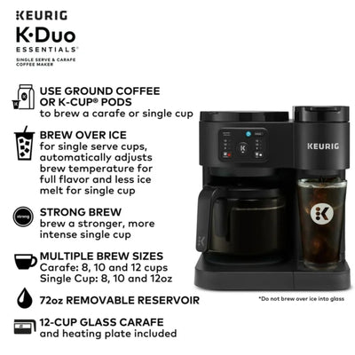 Keurig K-Duo Essentials, Hot & Iced Single-Serve K-Cup Pod Coffee Maker & Carafe