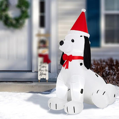 Glitzhome 6ft Christmas Inflatable Puppy Dog – Built-In Lights, Holiday Yard