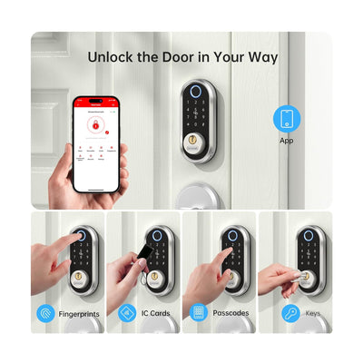 Smart Keyless Entry Door Lock - Fingerprint Electronic, Silver