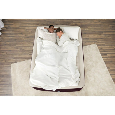 Bestway Maroon Tritech Queen Airbed – 20" with Built-In AC Pump for Comfort