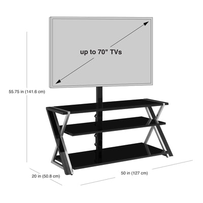 Whalen Xavier 3-in-1 Television Stand for TVs Up to 70" Swivel Mount | Black