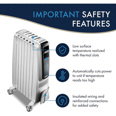 DeLonghi Up to 1500-Watt Radiant Tower Indoor Electric Space Heater Thermostat