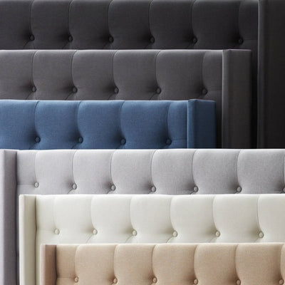 Rest Haven Elizabeth Wingback Upholstered Headboard with Button Tufting, Gray