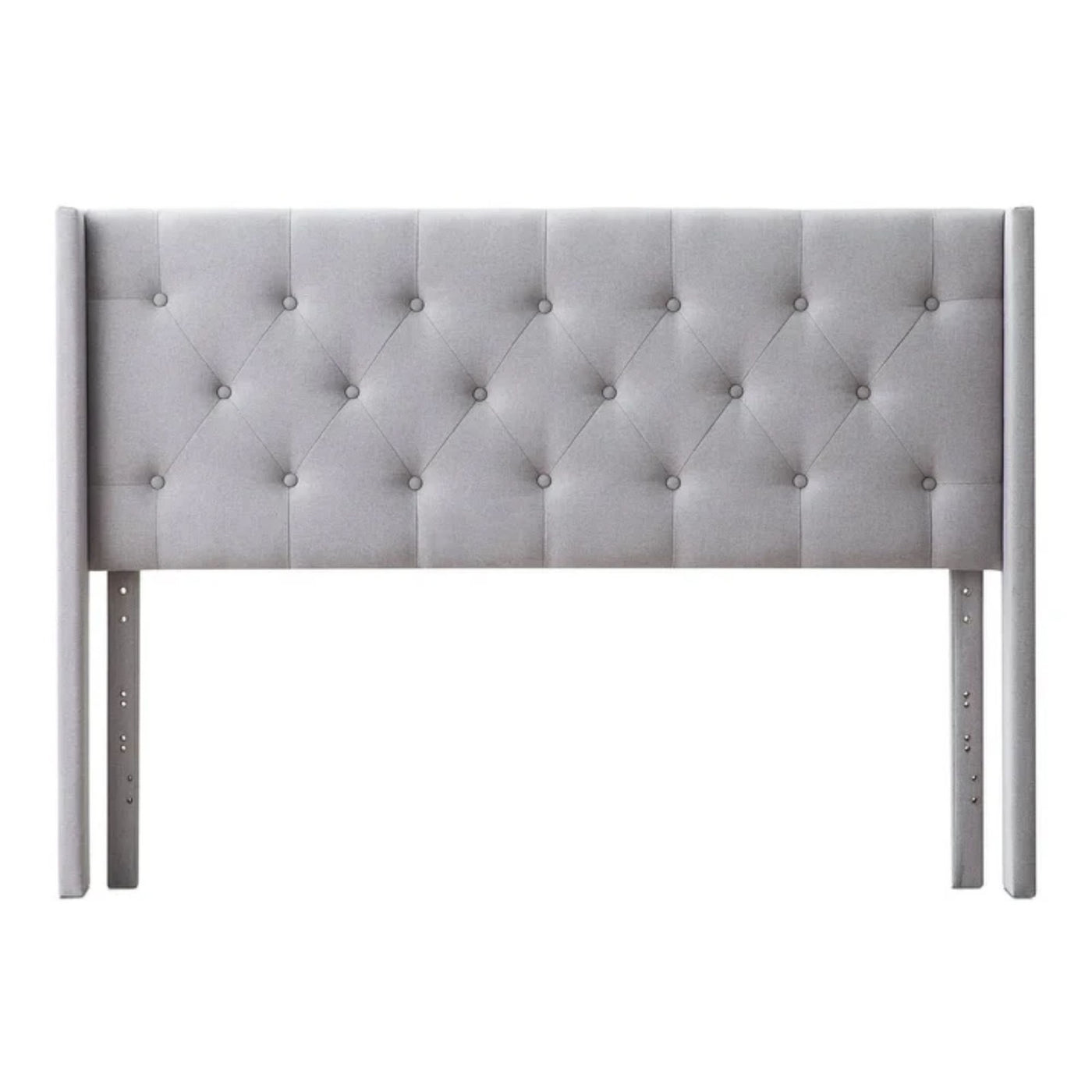 Rest Haven Elizabeth Wingback Upholstered Headboard with Button Tufting, Gray