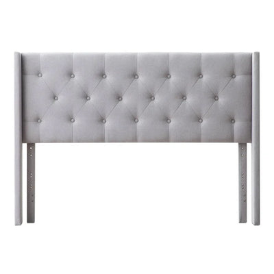 Rest Haven Elizabeth Wingback Upholstered Headboard with Button Tufting, Gray