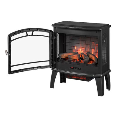 Style Selections 25.9-inches W 5200 Btu Black Metal Corner Electric Stove Heater