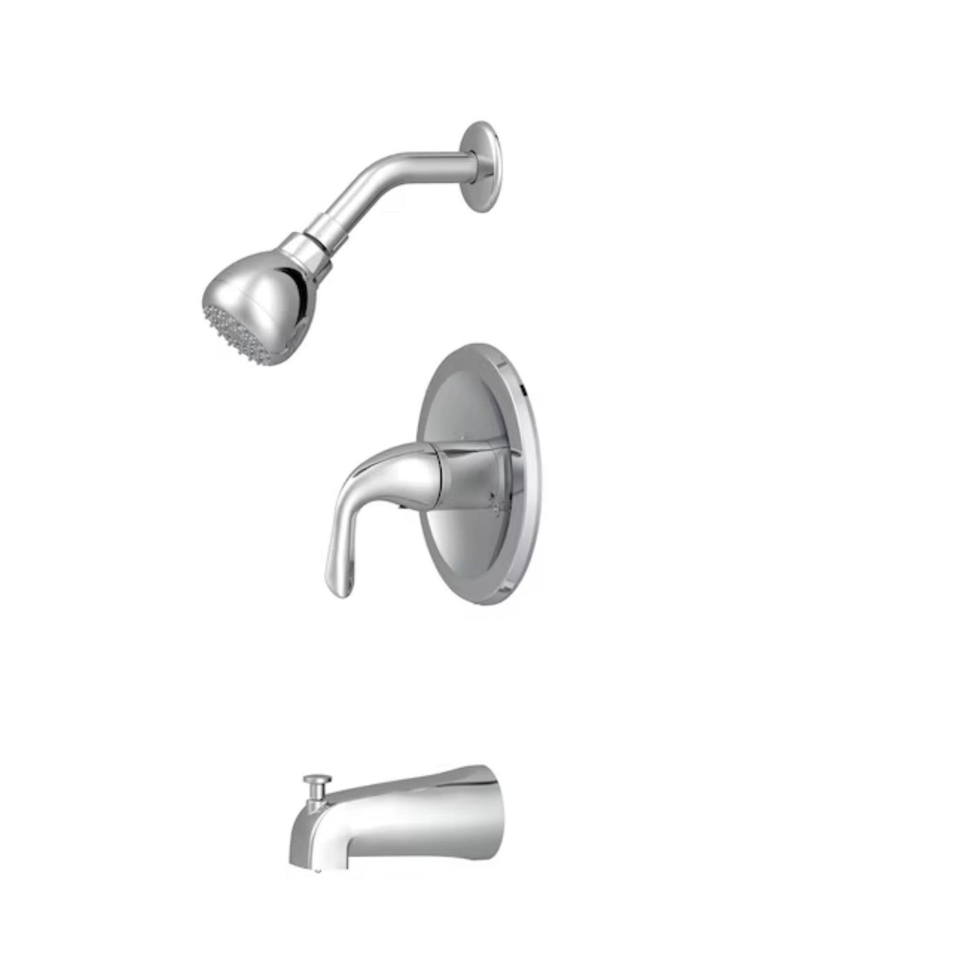 Project Source Dover Chrome 1-Handle Shower Faucet | 2.75" Round Single Function