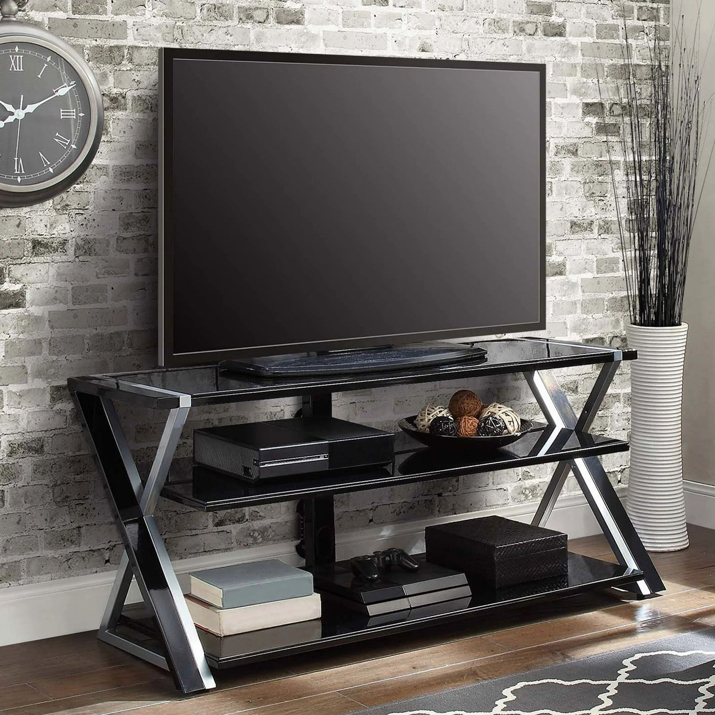 Whalen Xavier 3-in-1 Television Stand for TVs Up to 70" Swivel Mount | Black