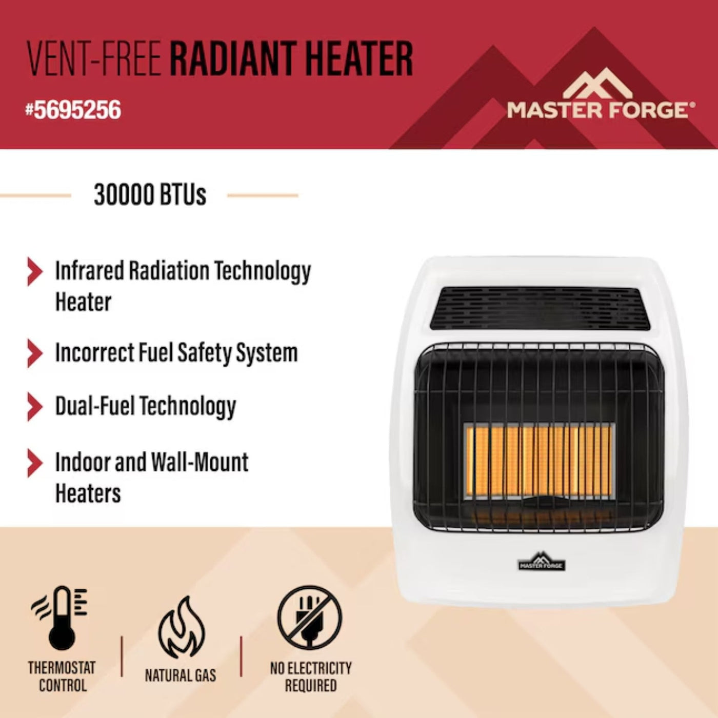 Master Forge 30000 -BTU Wall Radiant Heater Mount Indoor Natural gas or liquid