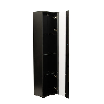 SPOFLYINN 4-Tier Tall Storage Cabinet | Slim Side Cabinet with LED Lighting | Black