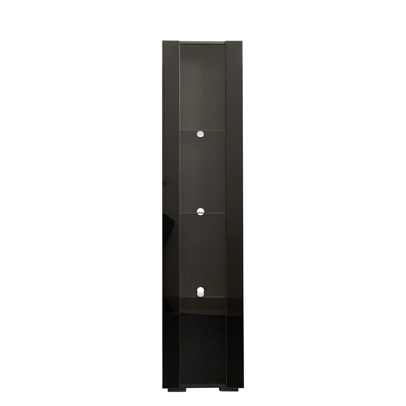 SPOFLYINN 4-Tier Tall Storage Cabinet | Slim Side Cabinet with LED Lighting | Black