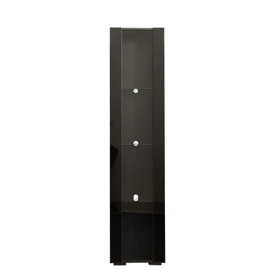 SPOFLYINN 4-Tier Tall Storage Cabinet | Slim Side Cabinet with LED Lighting | Black